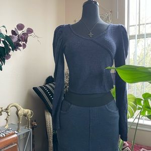 Faux Wrap Long Sleeve Top